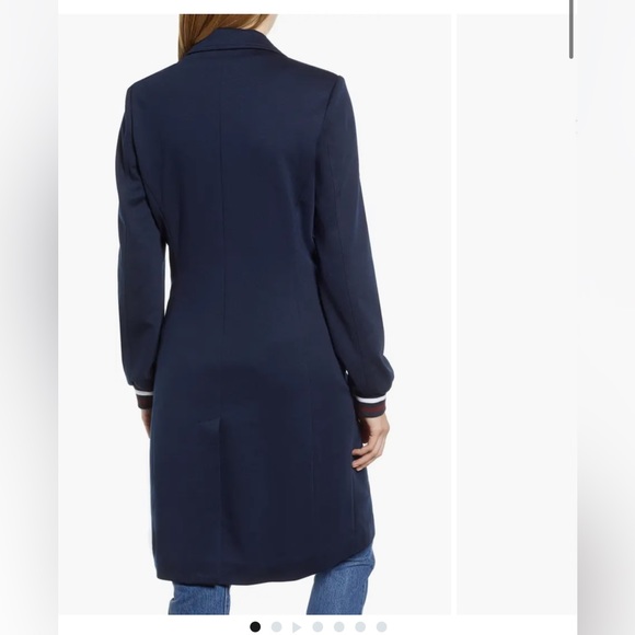Halogen Navy Rib Trim Ponte Knit Jacket Coat Small - Picture 3 of 12